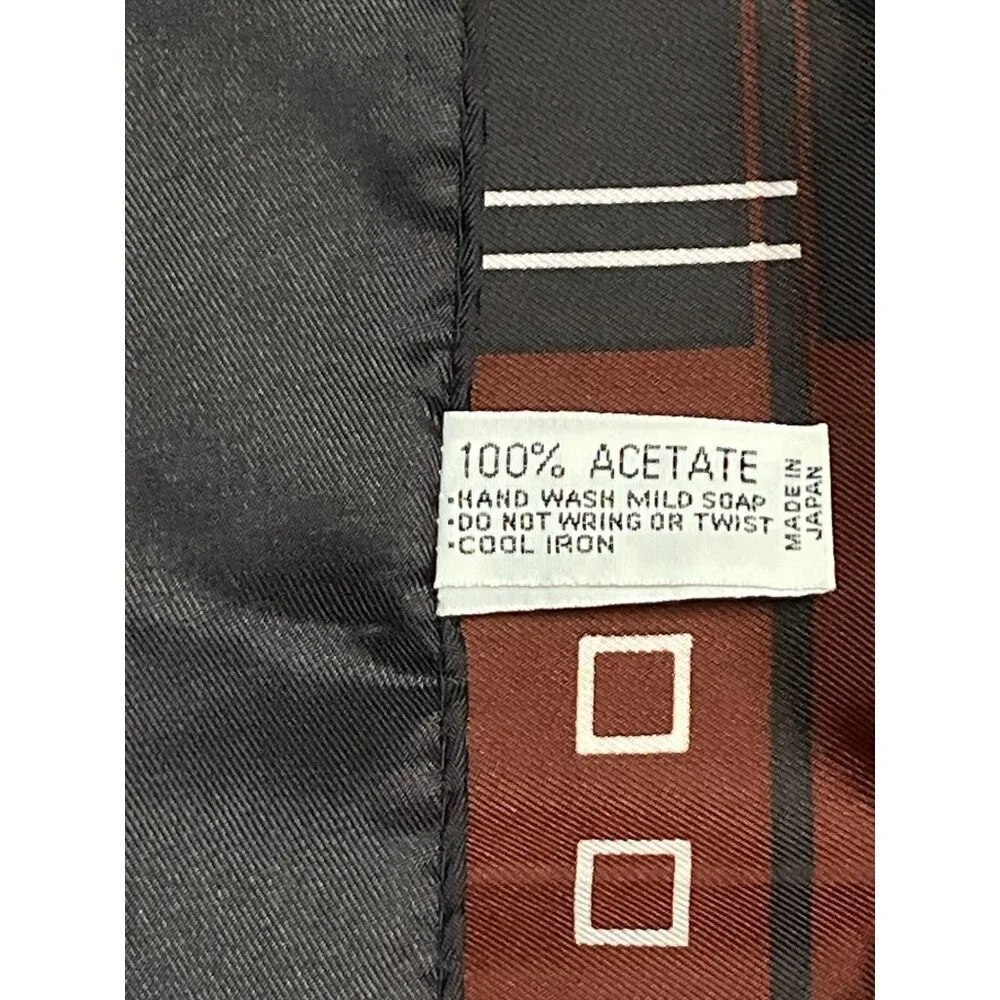 Vintage Geometric Acetate Fashion Scarf Brown Black Eastman Mfg Co. Japan